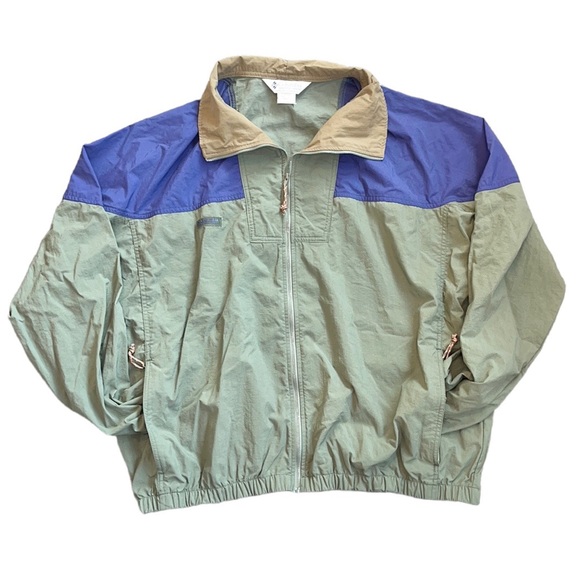 Vintage Columbia Jacket Windbreaker Coat Blue Green Mens XL - Picture 4 of 8
